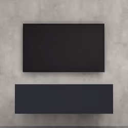 doporro Meuble TV Bas 100cm Armoire TV Blanc Mat + Gris Noir Mat Table de Télévision Salon avec Porte Meuble TV Suspendu MBTV ...