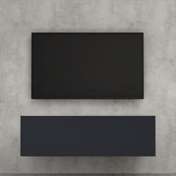 doporro Meuble TV Bas 100cm Armoire TV Blanc Mat + Gris Noir Mat Table de Télévision Salon avec Porte Meuble TV Suspendu MBTV02