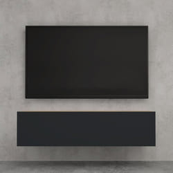 doporro Meuble TV Bas 120cm Armoire TV Marron Clair + Gris Noir Mat Table de Télévision Salon avec Porte Meuble TV Suspendu MBTV02