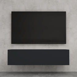 doporro Meuble TV Bas 120cm Armoire TV Gris Noir Mat Table de Télévision Salon avec Porte Meuble TV Suspendu MBTV02