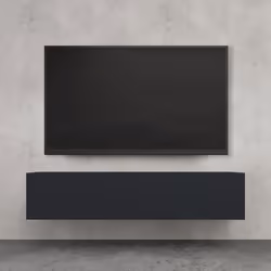 doporro Meuble TV Bas 140cm Armoire TV Gris Noir Mat Table de Télévision Salon avec Portes Meuble TV Suspendu MBTV02