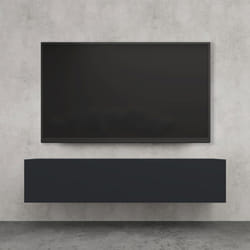 doporro Meuble TV Bas 140cm Armoire TV Gris Noir Mat Table de Télévision Salon avec Portes Meuble TV Suspendu MBTV02