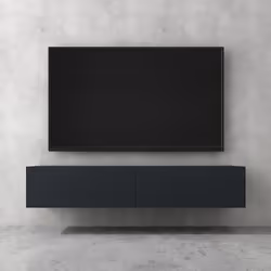doporro Meuble TV Bas 160cm Armoire TV Gris Noir Mat Table de Télévision Salon avec Portes Meuble TV Suspendu MBTV02
