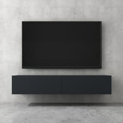 doporro Meuble TV Bas 160cm Armoire TV Gris Noir Mat Table de Télévision Salon avec Portes Meuble TV Suspendu MBTV02