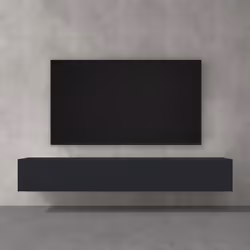 doporro Meuble TV Bas 200cm Armoire TV Gris Noir Mat Table de Télévision Salon avec Portes Meuble TV Suspendu MBTV02