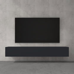 doporro Meuble TV Bas 200cm Armoire TV Gris Noir Mat Table de Télévision Salon avec Portes Meuble TV Suspendu MBTV02