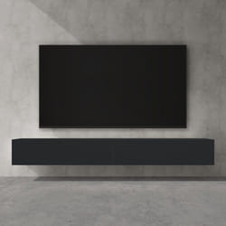 doporro Meuble TV Bas 240cm Armoire TV Gris Noir Mat Table de Télévision Salon avec Portes Meuble TV Suspendu MBTV02