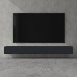 doporro Meuble TV Bas 280cm Armoire TV Gris Noir Mat Table de Télévision Salon avec Portes Meuble TV Suspendu MBTV02