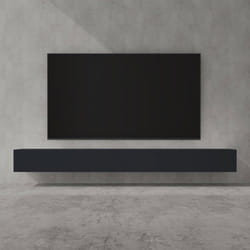 doporro Meuble TV Bas 300cm Armoire TV Gris Noir Mat Table de Télévision Salon avec Portes Meuble TV Suspendu MBTV02