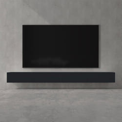 doporro Meuble TV Bas 320cm Armoire TV Gris Noir Mat Table de Télévision Salon avec Portes Meuble TV Suspendu MBTV02