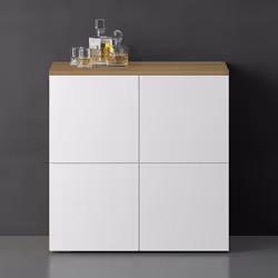 Sogood Buffet Commode 76cm Meuble de Rangement Chêne Clair et Blanc Mat Placard Salon Salle à Manger 4 Portes Schrank04