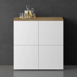 Sogood Buffet Commode 76cm Meuble de Rangement Chêne Clair et Blanc Mat Placard Salon Salle à Manger 4 Portes Schrank04