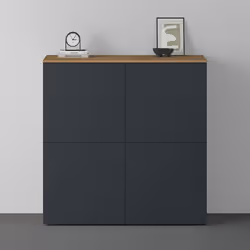 Sogood Buffet Commode 100cm Meuble de Rangement Chêne Clair et Gris Noir Mat Placard Salon Salle à Manger 4 Portes Schrank04