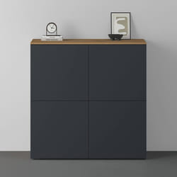 Sogood Buffet Commode 100cm Meuble de Rangement Chêne Clair et Gris Noir Mat Placard Salon Salle à Manger 4 Portes Schrank04