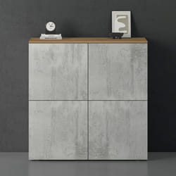 Sogood Buffet Commode 100cm Meuble de Rangement Chêne Clair et Béton Placard Salon Salle à Manger 4 Portes Schrank04