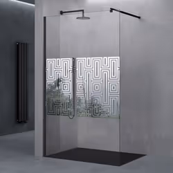 Sogood Paroi de Douche 140cm Bremen02DM Pare-douche avec Stabilisateur Rond Noir Verre de Sécurité 10 mm Revêtement NANO 140x ...