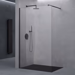 Sogood Paroi de douche à litalienne transparent 50cm verre de sécurité 8mm Bremen1K profilé noir stabilisateur rectangulaire