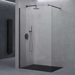 Sogood Paroi de douche à litalienne transparent 50cm verre de sécurité 8mm Bremen1K profilé noir stabilisateur rectangulaire