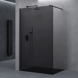 doporro Paroi de Douche Verre de Sécurité Gris Teinté 8mm Douche à L'Italienne Barre de Stabilisation Rectangulaire Noir Bremen01VG 140x200cm Montage