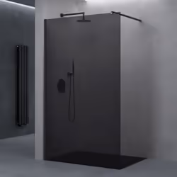 Paroi de douche à l'italienne coloré design doporro Bremen2VG | Verre gris teinté 100x200cm Barre de stabilisation rectangula ...