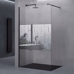 Paroi de douche Sogood Bremen02DM Noir 100x200cm - Verre de sécurité 10mm - Revêtement NANO