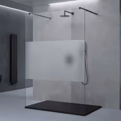 Sogood Paroi de Douche à Litalienne Transparent 100cm Pare-douche Verre de Sécurité 8mm 98x200 2 Stabilisateurs Noir Bremen01 ...