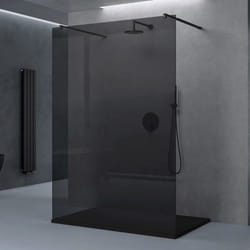 Sogood Paroi de Douche à Litalienne Gris Teinté 100cm Pare-douche Verre de Sécurité 8mm 98x200 2 Stabilisateurs Noir Bremen01VG