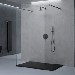 Sogood Paroi de Douche à Litalienne Transparent 110cm Pare-douche Verre de Sécurité 10mm 108x200 2 Stabilisateurs Noir Bremen02K