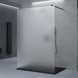 Sogood Paroi de Douche à Litalienne Opaque 140cm Pare-douche Verre de Sécurité 10mm 138x200 2 Stabilisateurs Noir Bremen02VS