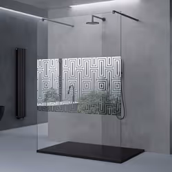 sogood Paroi de Douche à Litalienne Design de Labyrinthe  Verre de Sécurité 10mm 138x200cm avec 2 Stabilisateurs Bremen02DM
