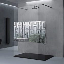sogood Paroi de Douche à Litalienne Design de Labyrinthe  Verre de Sécurité 10mm 138x200cm avec 2 Stabilisateurs Bremen02DM