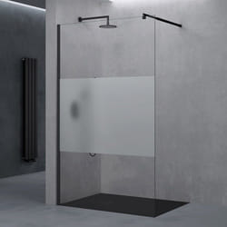 sogood Paroi de Douche à Litalienne Transparent avec Bande Opaque Verre  8mm Bremen01MS 120x200cm avec Stabilisateur
