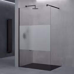 sogood Paroi de Douche à Litalienne Transparent avec Bande Opaque Verre  8mm Bremen01MS 140x200cm avec Stabilisateur