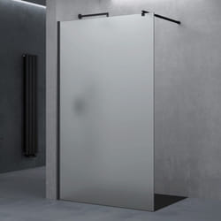Doporro® Paroi de Douche à L'italienne Opaque Pare-Douche Profilé Noir Verre de Sécurité 8mm 100x200cm Montage Réversiblecm Stabilisateur Rond