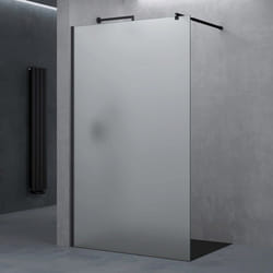 Sogood Paroi de Douche Opaque 140cm Pare-Douche Verre de 10mm Bremen02VS 140x200cm Profilé Noir Stabilisateur Rond