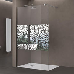 Doporro Paroi de Douche à L'italienne 90cm Pare-douche avec Stabilisateur Rond Chorme Verre de Sécurité 10mm Revêtement nano 90x200cm Montage