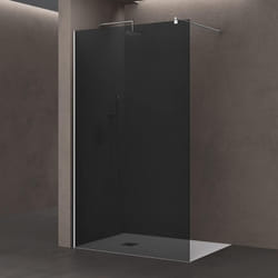 Doporro Paroi de Douche à L'Italienne Verre de Securite Gris Teinté 8mm Douche Barre de Stabilisation Ronde Chromée Inox Bremen01VG 80x200cm Montage