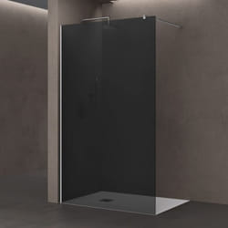 Doporro Paroi de Douche Verre de Sécurité Gris Teinté 8mm Douche à L'Italienne Barre de Stabilisation Rectangulaire Chromé Bremen01VG 110x200cm