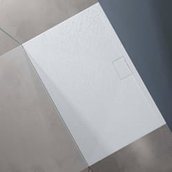 Sogood Receveur de Douche Bac à Douche Ultra Plat en Solid Surface Blanc Mat Geoma07 90x140x3 cm avec Bonde AL06