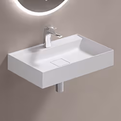 Sogood Lavabo Suspendu avec Bonde Vasque à Poser Blanc Mat 50x38x12cm Lave Mains avec Perçage de Robinet Colossum630