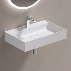 Sogood Lavabo Suspendu avec Bonde Vasque à Poser Blanc Mat 60x38x12cm Lave Mains avec Perçage de Robinet Colossum630