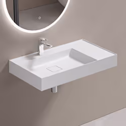 Sogood Lavabo Suspendu avec Bonde Vasque à Poser Blanc Mat 70x46x12cm Lave Mains avec Perçage de Robinet Colossum630