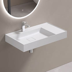 Sogood Lavabo Suspendu avec Bonde Vasque à Poser Blanc Mat 80x46x12cm Lave Mains avec Perçage de Robinet Colossum630