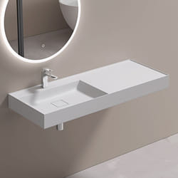 Sogood Lavabo Suspendu avec Bonde Vasque à Poser Blanc Mat 120x46x12cm Lave Mains avec Perçage de Robinet Colossum630