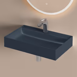 Sogood Lavabo Suspendu avec Bonde Vasque à Poser Gris Noir Mat 50x38x12cm Lave Mains avec Perçage de Robinet Colossum630
