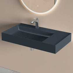 Sogood Lavabo Suspendu avec Bonde Vasque à Poser Gris Noir Mat 90x46x12cm Lave Mains avec Perçage de Robinet Colossum630