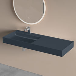 Sogood Lavabo Suspendu avec Bonde Vasque à Poser Gris Noir Mat 120x46x12cm Lave Mains avec Perçage de Robinet Colossum630