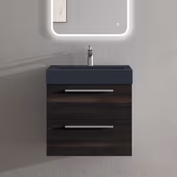 Sogood Meuble de Salle de Bains Gris Foncé Ensemble de 2 Pièces Meuble Suspendu avec Lavabo 60 cm Design Quadratto