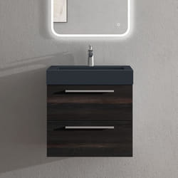 Sogood Meuble de Salle de Bains Gris Foncé Ensemble de 2 Pièces Meuble Suspendu avec Lavabo 60 cm Design Quadratto