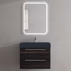 Sogood Meuble de Salle de Bains Gris Foncé Ensemble de 3 Pièces Meuble Suspendu avec Lavabo 73 cm et Miroir LED Design Quadra ...